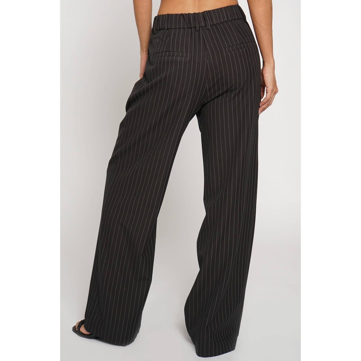 ANISTON PLEATED PINSTRIPE TROUSERS