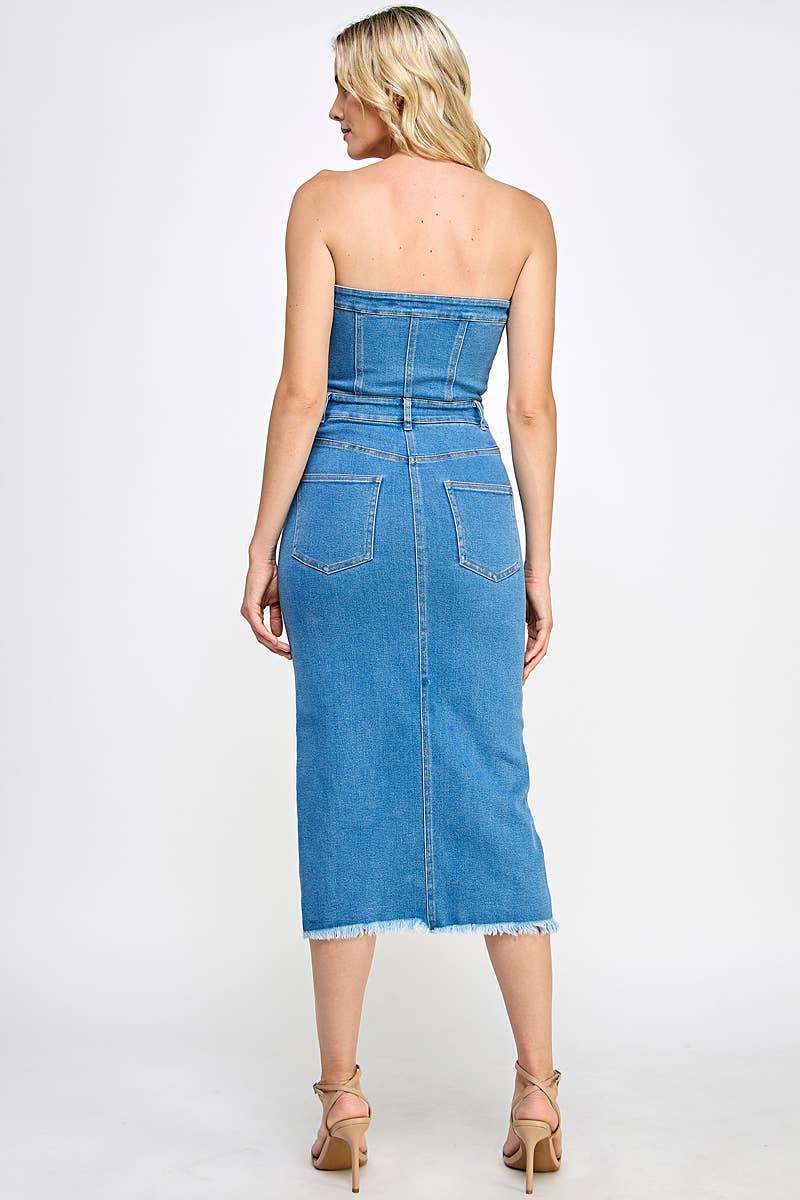 TUBE DENIM BODYCON DRESS